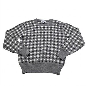 VTG Hemingway Point Sweater Mens Medium Grey Black Checkered Pattern Geometric